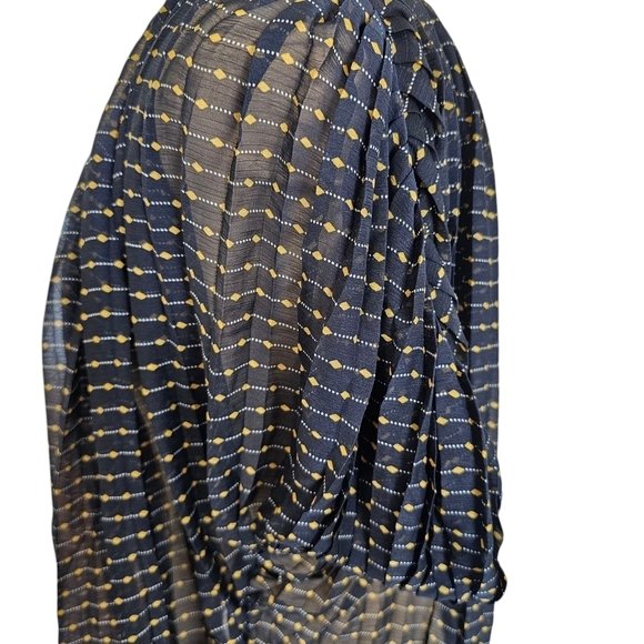 Foxiedox Black Navy Blue and Gold Relaxed Pleated Blouse - Picture 6 of 8